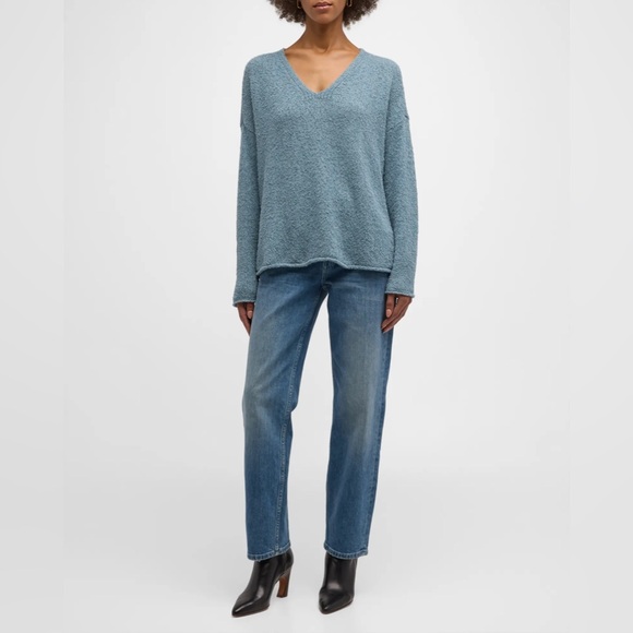 Eileen Fisher Organic Cotton Blend Sweater in Blue Steel, Very Soft, Size 1X NEW - Picture 7 of 9
